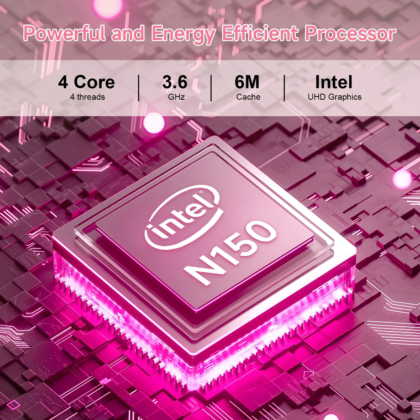 TOEMAAGICE笔记本电脑英特尔赛扬N150 14.1英寸2K 2160x1440 16GB 512GB Windows 11 Pro粉色 - Image 2