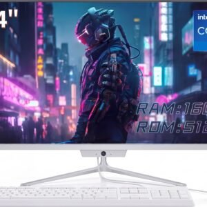 TOEMAAGIC All-in-One Desktop 24" FHD Display Intel Core i7-4790 16GB RAM 512GB SSD Windows 10,Mouse,Keyboard ,White