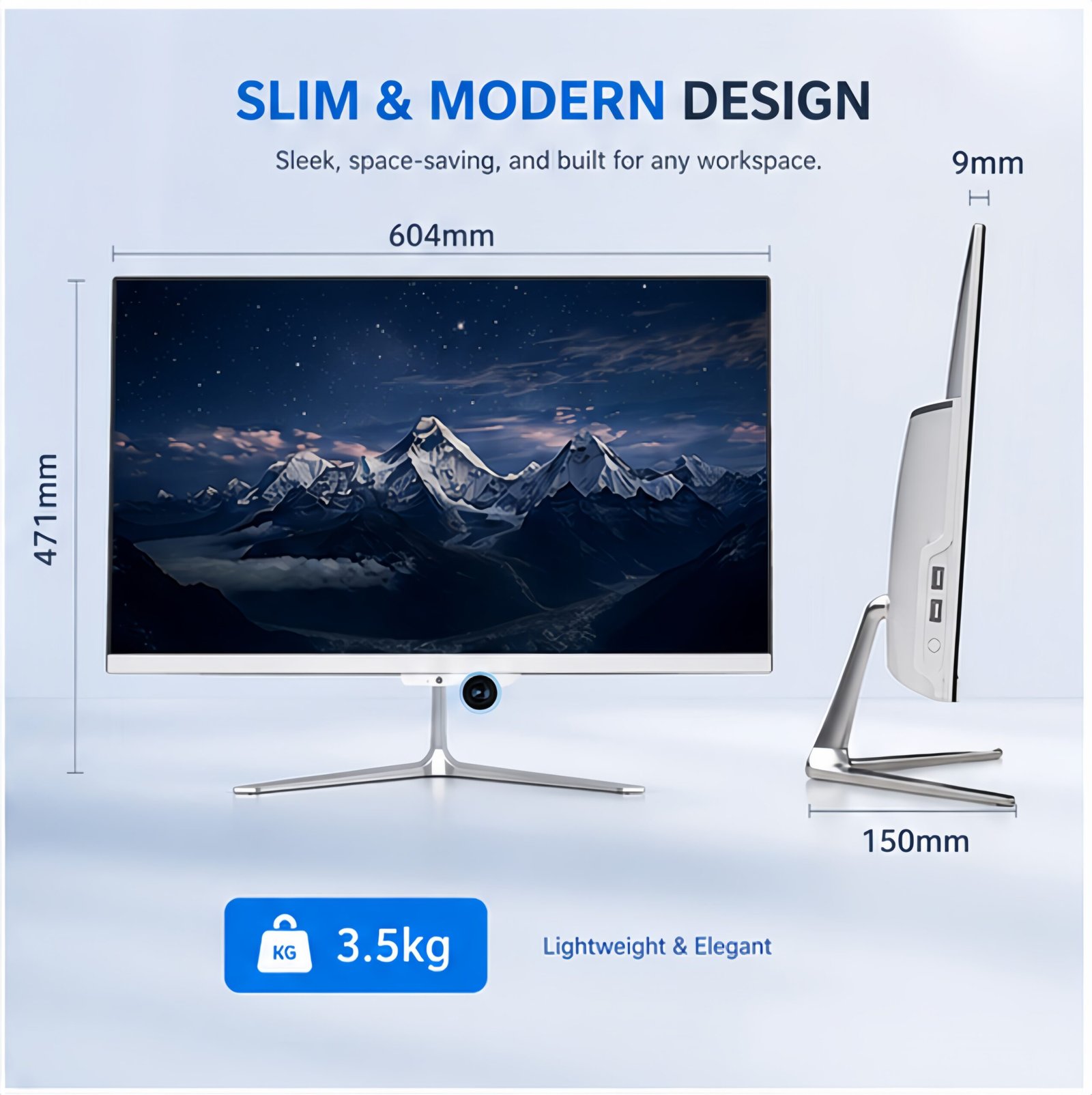 All in one pc, 24" FHD Intel Core i5 up to 3.6GHz, 16GB RAM, 256GB SSD, Built-in HD Webcam, Win 10, White (Mouse & Keyboard) - Image 5