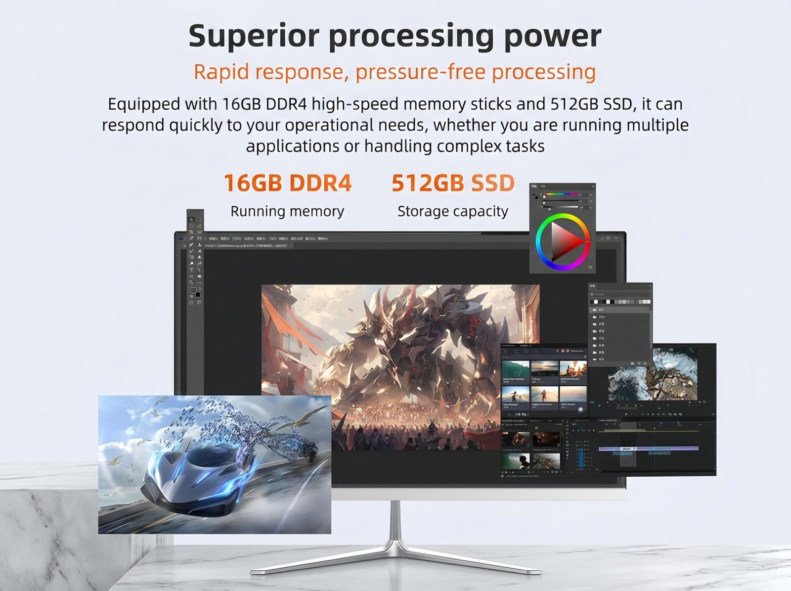 TOEMAAGIC All-in-One Desktop 24" FHD Display Intel Core i5-6500 16GB RAM 512GB SSD Windows 10,Mouse,Keyboard ,White - Image 7