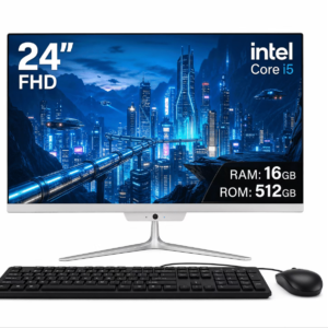 All-in-One Desktop 24" FHD Intel Core i5-6500 up to 3.6GHz, 16GB RAM 512GB SSD, Built-in HD Webcam 2.1 Speakers, Windows 10 White with Wired Keyboard & Mouse