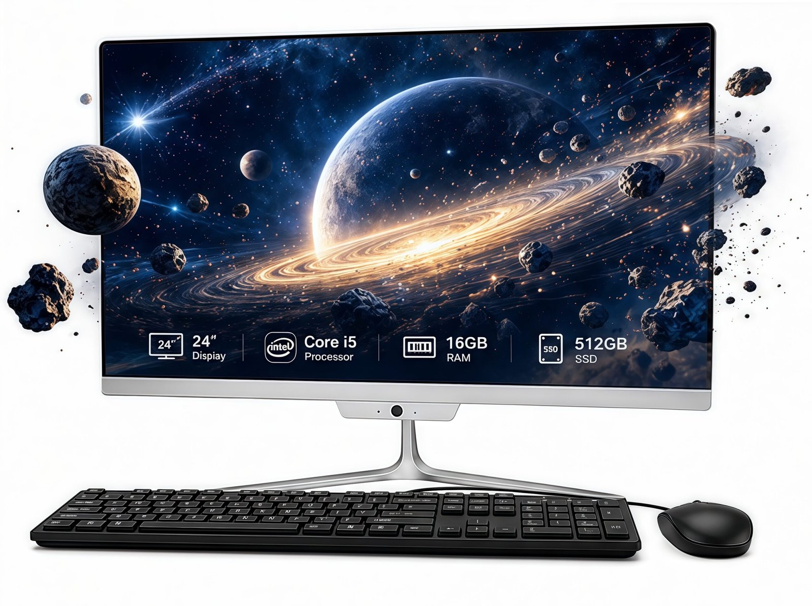 TOEMAAGIC All-in-One Desktop 24" FHD Display Intel Core i5-6500 16GB RAM 512GB SSD Windows 10,Mouse,Keyboard ,White