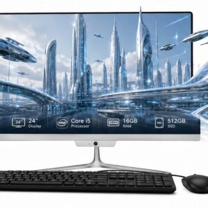 TOEMAAGIC All-in-One Desktop 24" FHD Display Intel Core i5-6500 16GB RAM 512GB SSD Windows 10,Mouse,Keyboard ,White