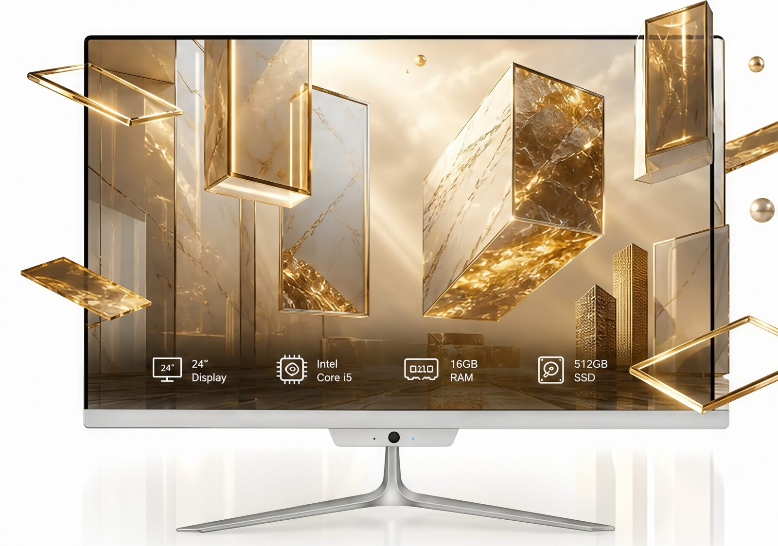 TOEMAAGIC All-in-One Desktop 24" FHD Display Intel Core i5-6500 16GB RAM 512GB SSD Windows 10,Mouse,Keyboard ,White